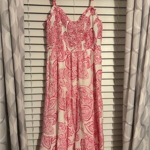 Aqua Pink and White Patterned Top